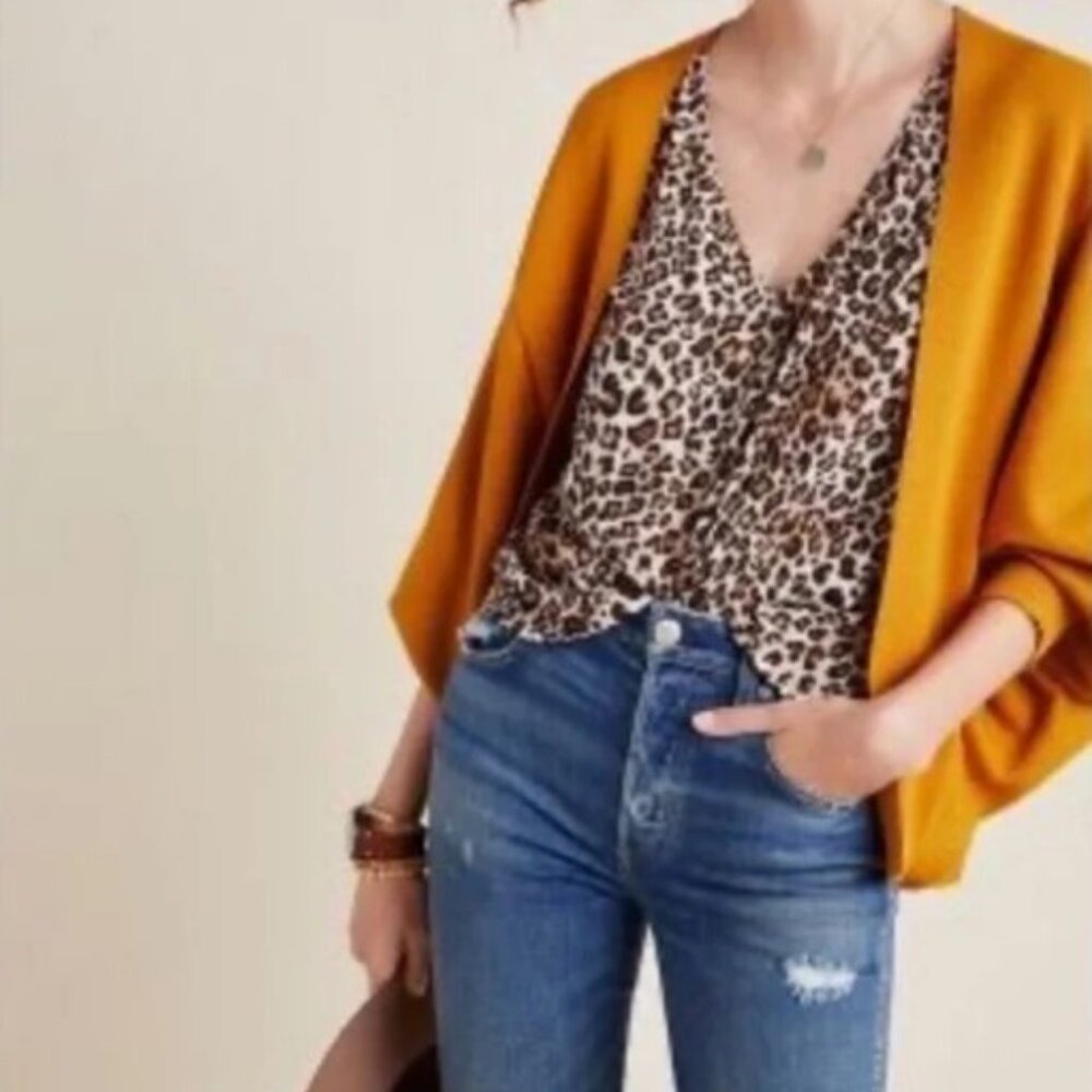 Euc Anthropologie | Akemi + Kin Mina Yellow Mustard Shrug Cardigan O/S View 4